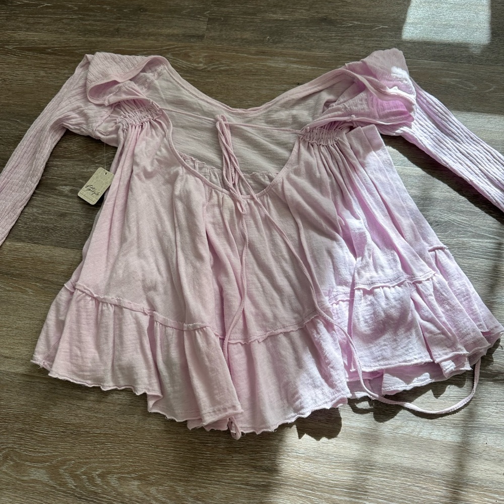 Free People Pink Peasant Blouse